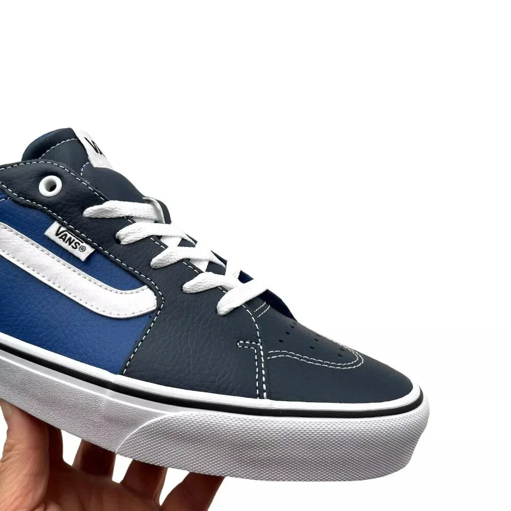 Vans Filmore Men's Casual Leather Sneaker Size 10 Navy -Royal Blue Lace up Shoes